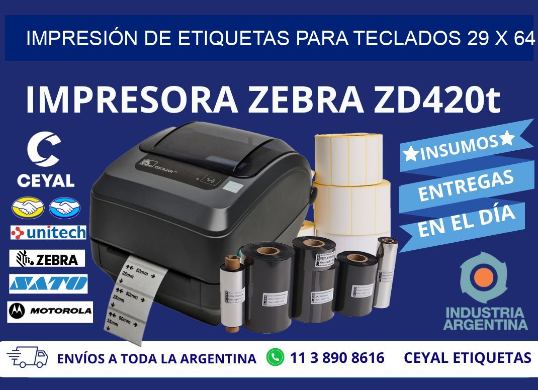 IMPRESIÓN DE ETIQUETAS PARA TECLADOS 29 x 64