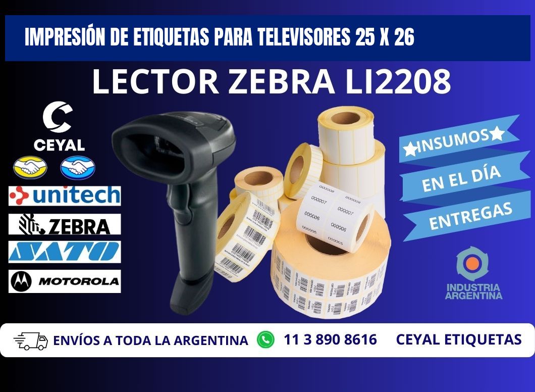 IMPRESIÓN DE ETIQUETAS PARA TELEVISORES 25 x 26