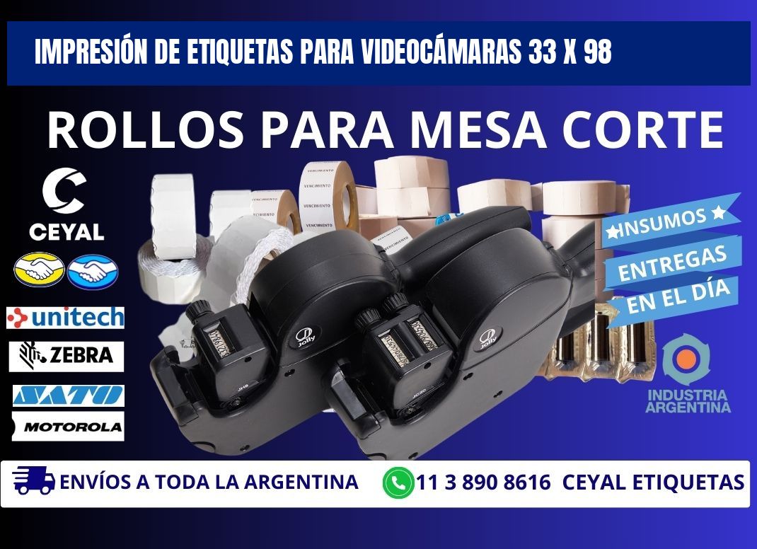 IMPRESIÓN DE ETIQUETAS PARA VIDEOCÁMARAS 33 x 98