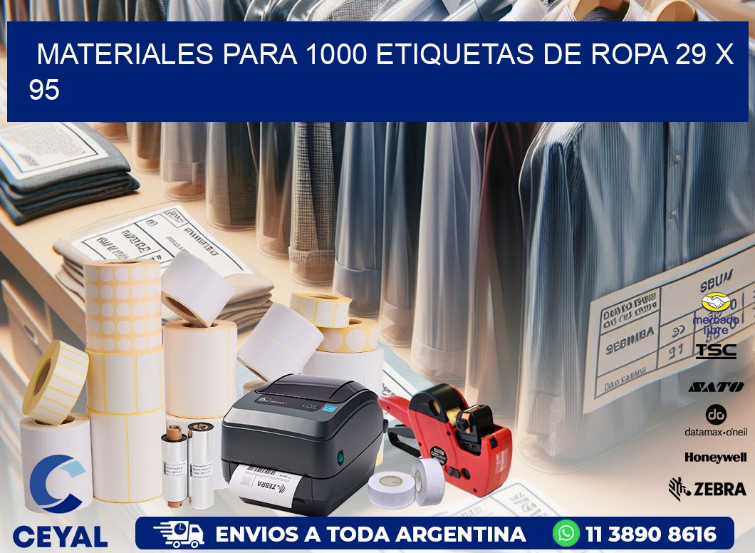 MATERIALES PARA 1000 ETIQUETAS DE ROPA 29 x 95