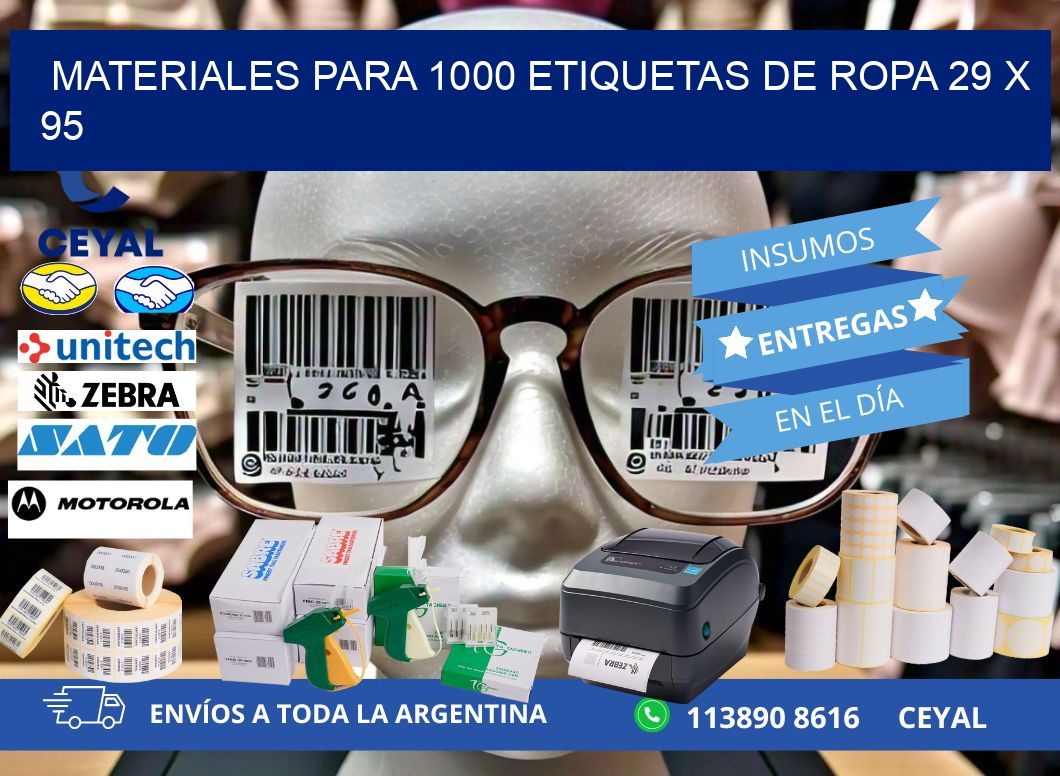 MATERIALES PARA 1000 ETIQUETAS DE ROPA 29 x 95