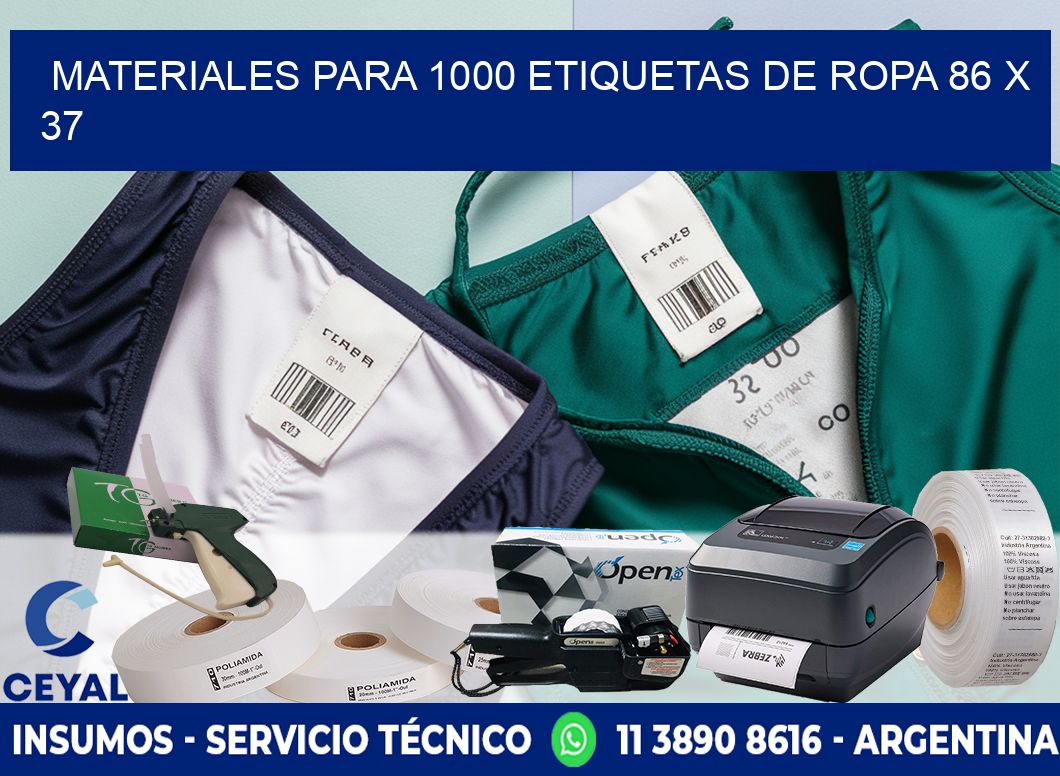 MATERIALES PARA 1000 ETIQUETAS DE ROPA 86 x 37