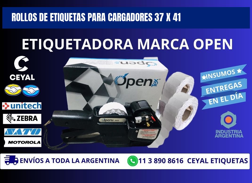 ROLLOS DE ETIQUETAS PARA CARGADORES 37 x 41
