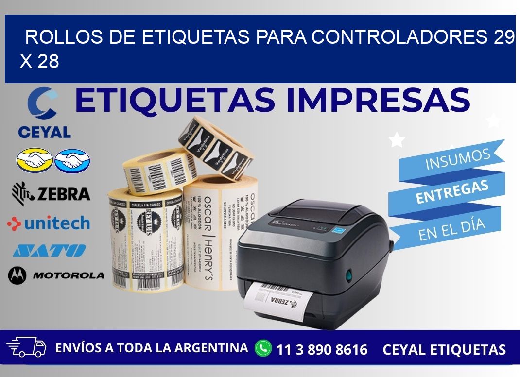ROLLOS DE ETIQUETAS PARA CONTROLADORES 29 x 28