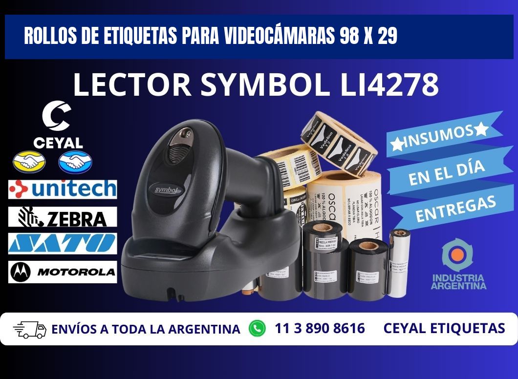 ROLLOS DE ETIQUETAS PARA VIDEOCÁMARAS 98 x 29