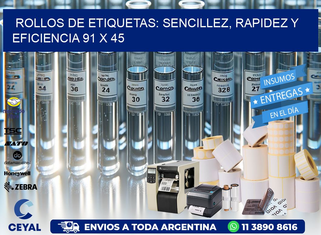 Rollos de Etiquetas: Sencillez, Rapidez y Eficiencia 91 x 45