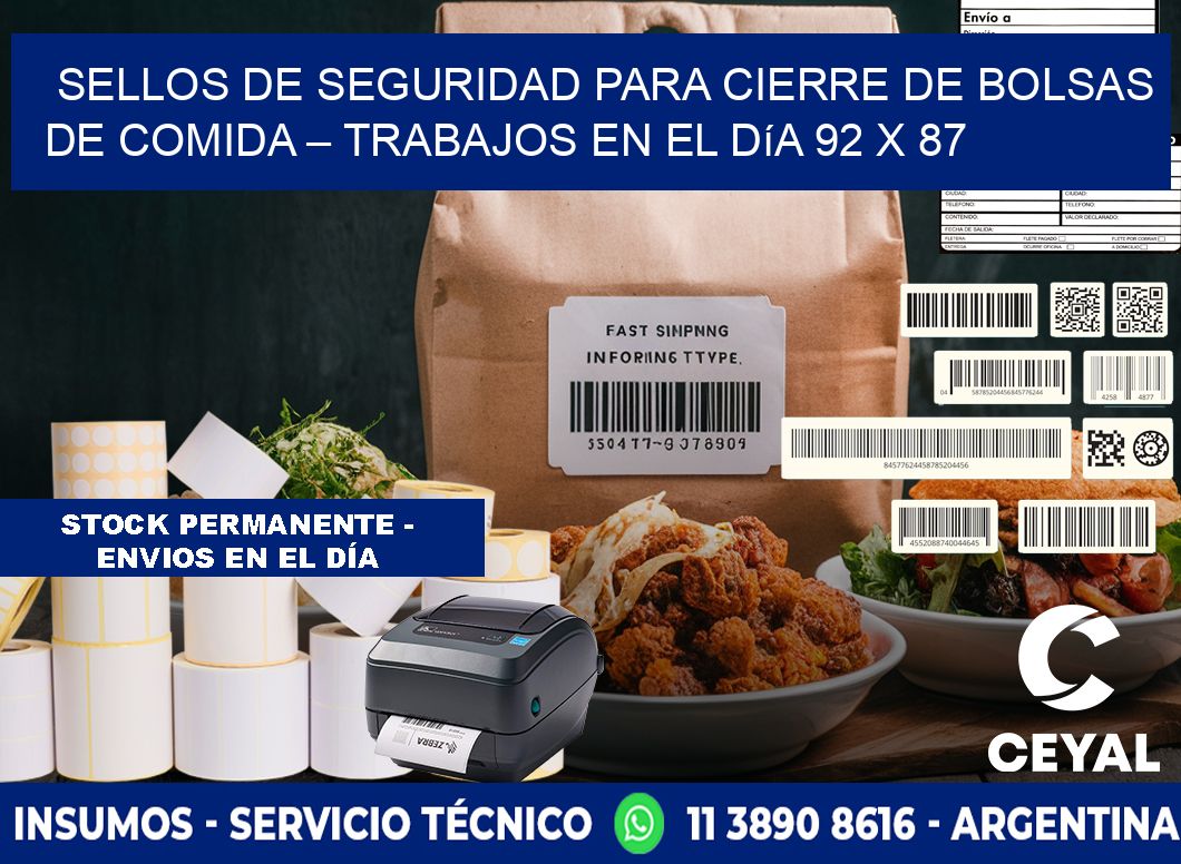 Sellos de seguridad para cierre de bolsas de comida – Trabajos en el día 92 x 87