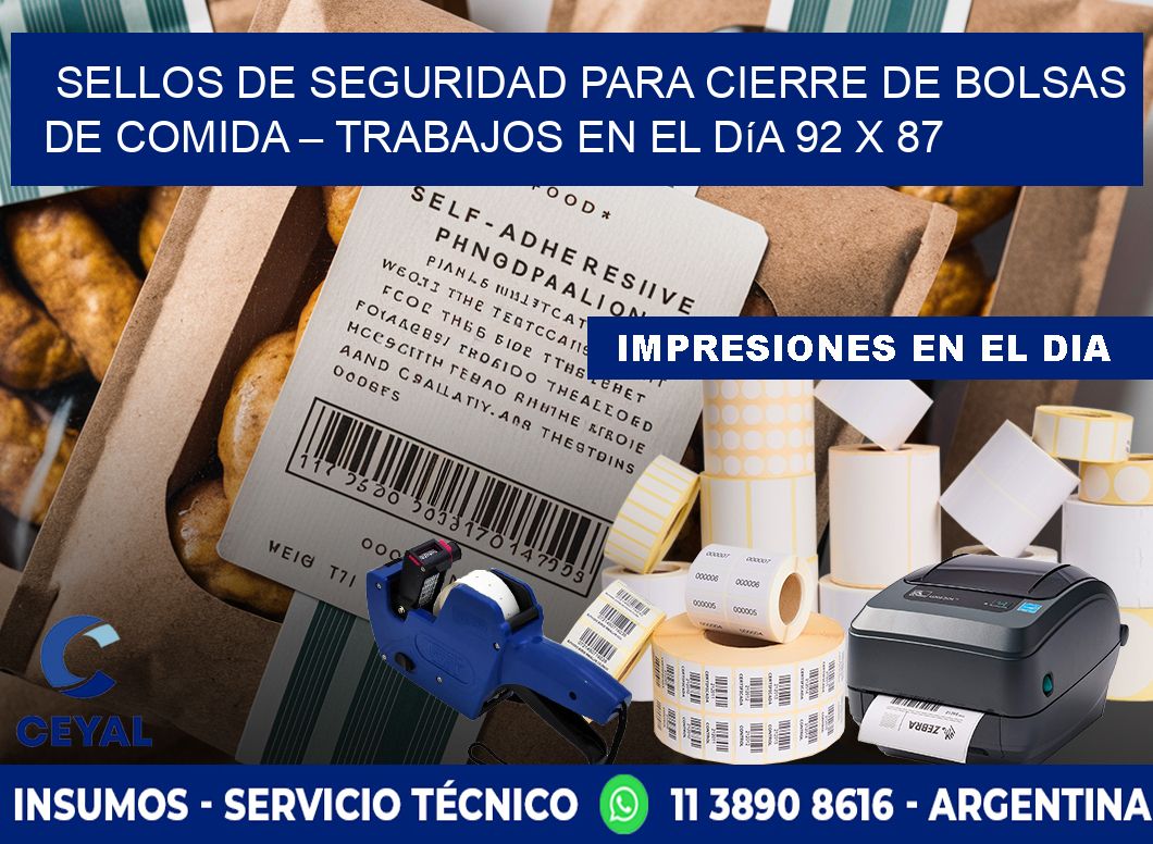 Sellos de seguridad para cierre de bolsas de comida – Trabajos en el día 92 x 87