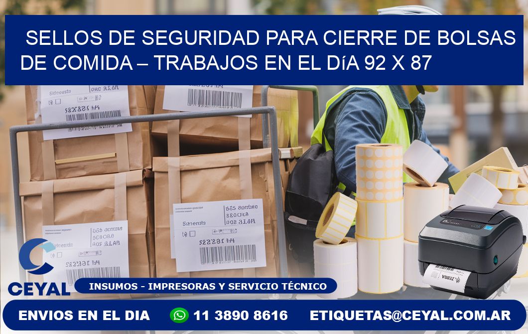 Sellos de seguridad para cierre de bolsas de comida – Trabajos en el día 92 x 87