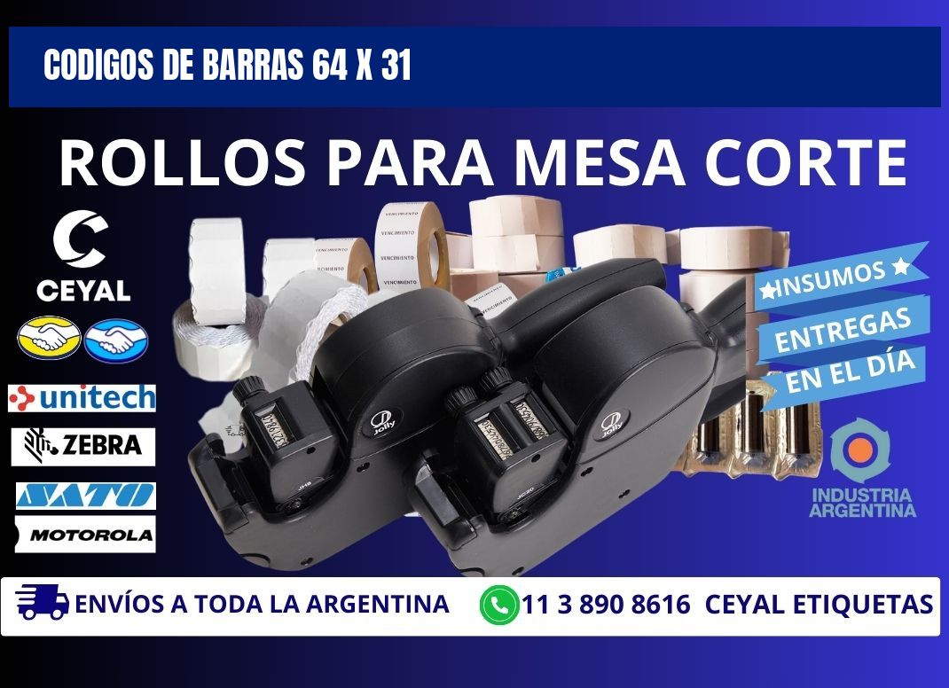 CODIGOS DE BARRAS 64 x 31