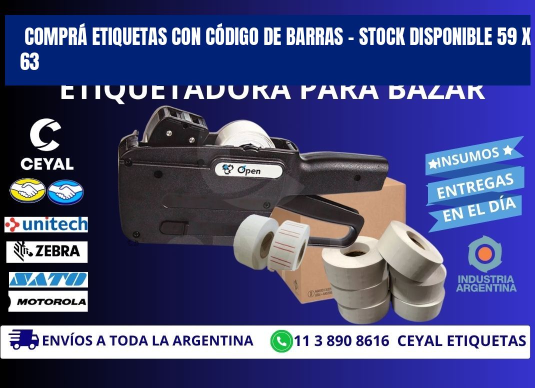 COMPRÁ ETIQUETAS CON CÓDIGO DE BARRAS – STOCK DISPONIBLE 59 x 63