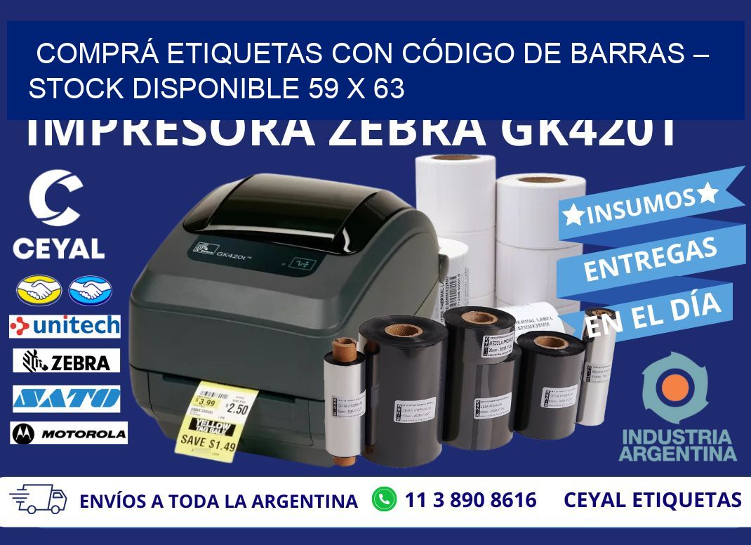 COMPRÁ ETIQUETAS CON CÓDIGO DE BARRAS – STOCK DISPONIBLE 59 x 63