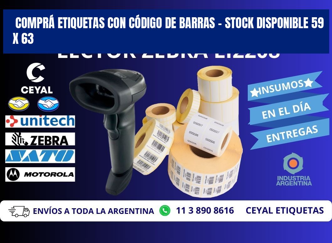 COMPRÁ ETIQUETAS CON CÓDIGO DE BARRAS – STOCK DISPONIBLE 59 x 63