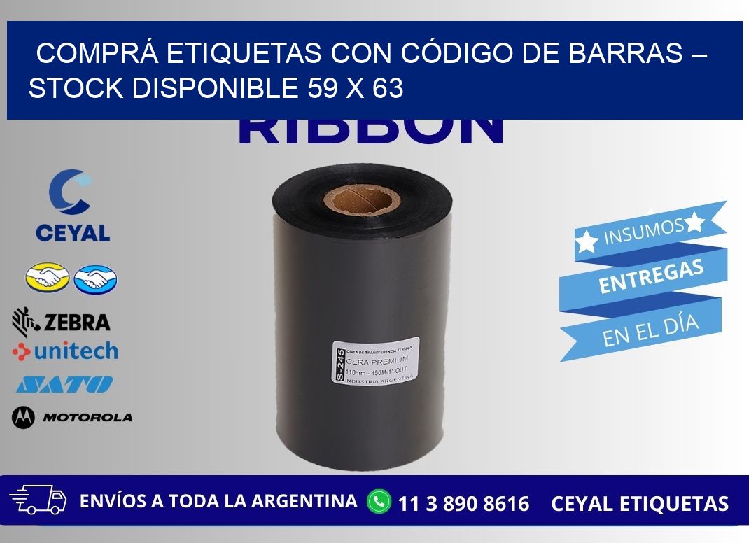 COMPRÁ ETIQUETAS CON CÓDIGO DE BARRAS – STOCK DISPONIBLE 59 x 63