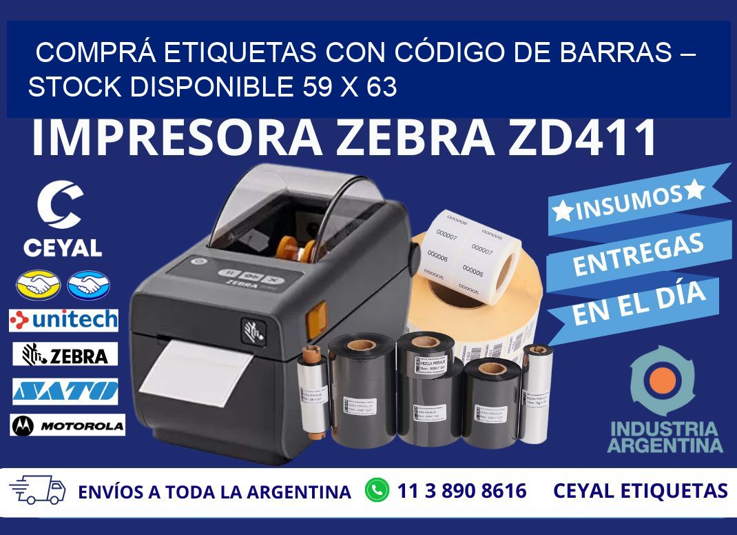 COMPRÁ ETIQUETAS CON CÓDIGO DE BARRAS – STOCK DISPONIBLE 59 x 63