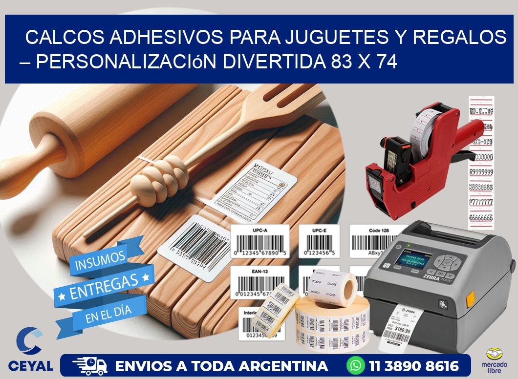 Calcos Adhesivos para Juguetes y Regalos – Personalización Divertida 83 x 74