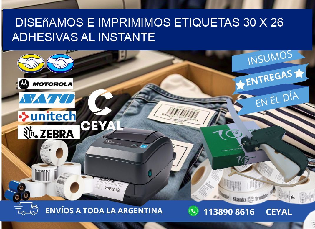 Diseñamos e Imprimimos Etiquetas 30 x 26 Adhesivas al Instante