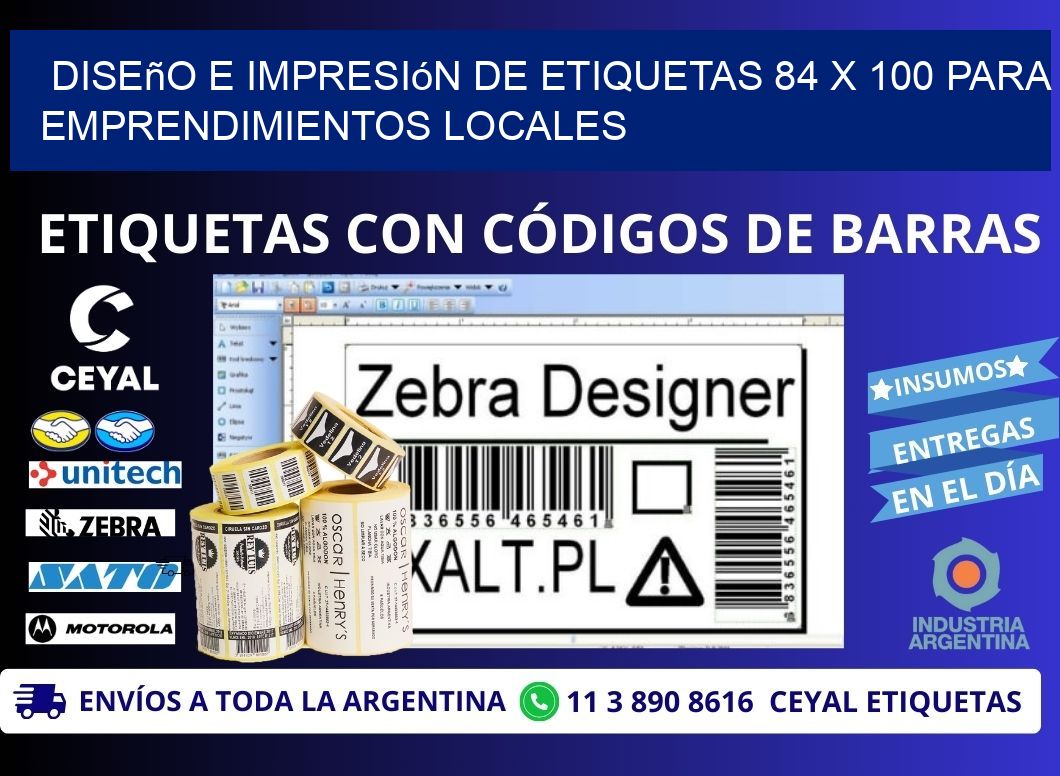 Diseño e Impresión de Etiquetas 84 x 100 para Emprendimientos Locales