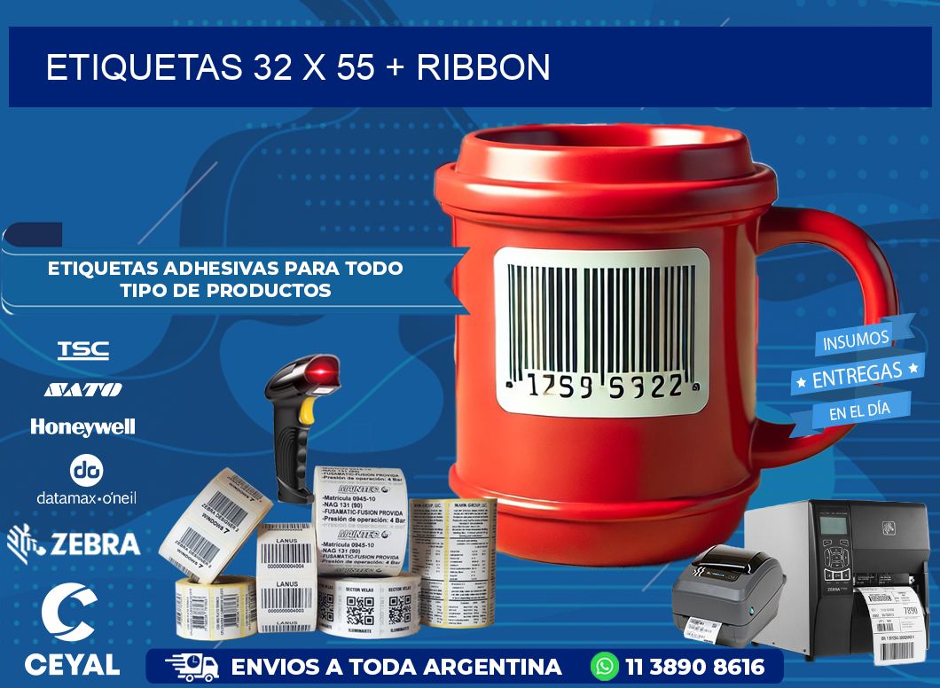 ETIQUETAS 32 x 55 + RIBBON