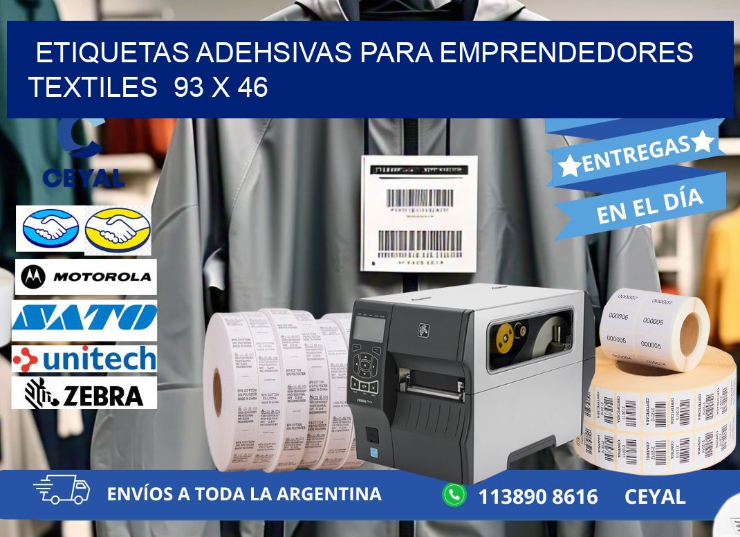 ETIQUETAS ADEHSIVAS PARA EMPRENDEDORES TEXTILES 93 x 46