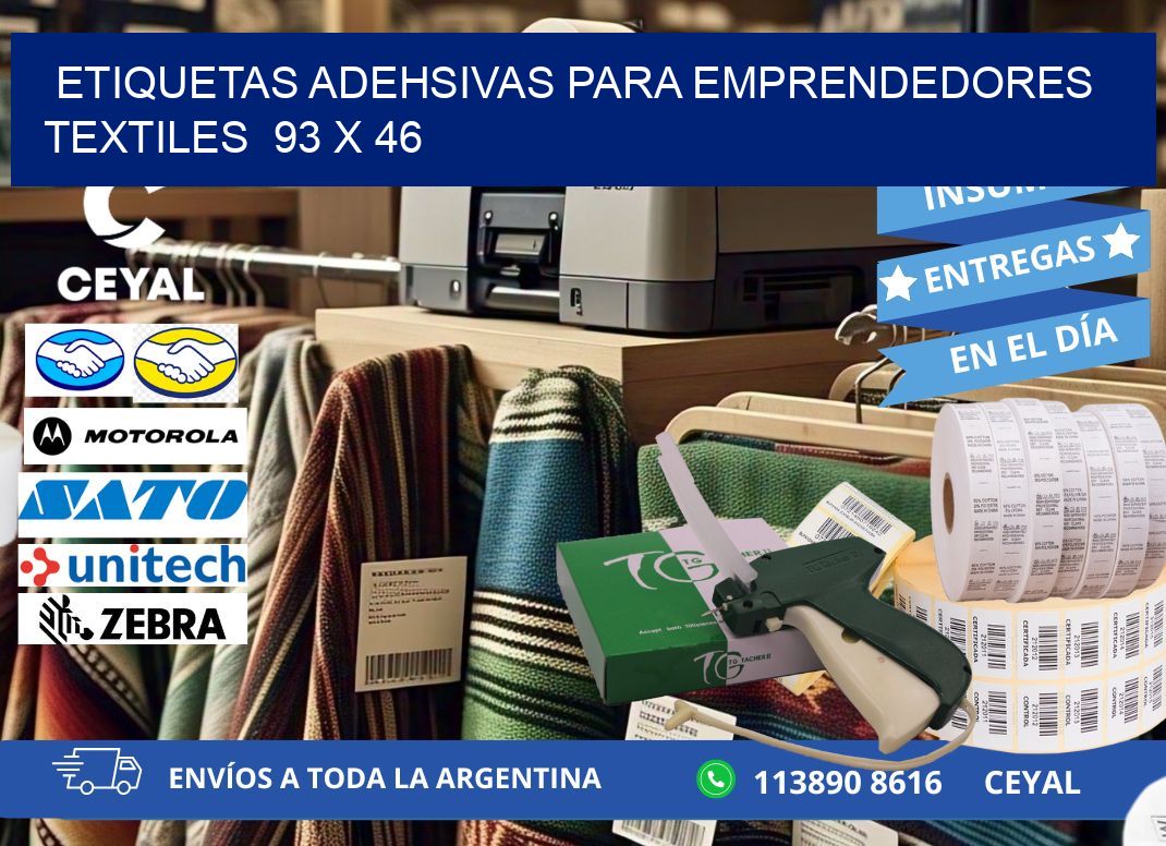 ETIQUETAS ADEHSIVAS PARA EMPRENDEDORES TEXTILES  93 x 46