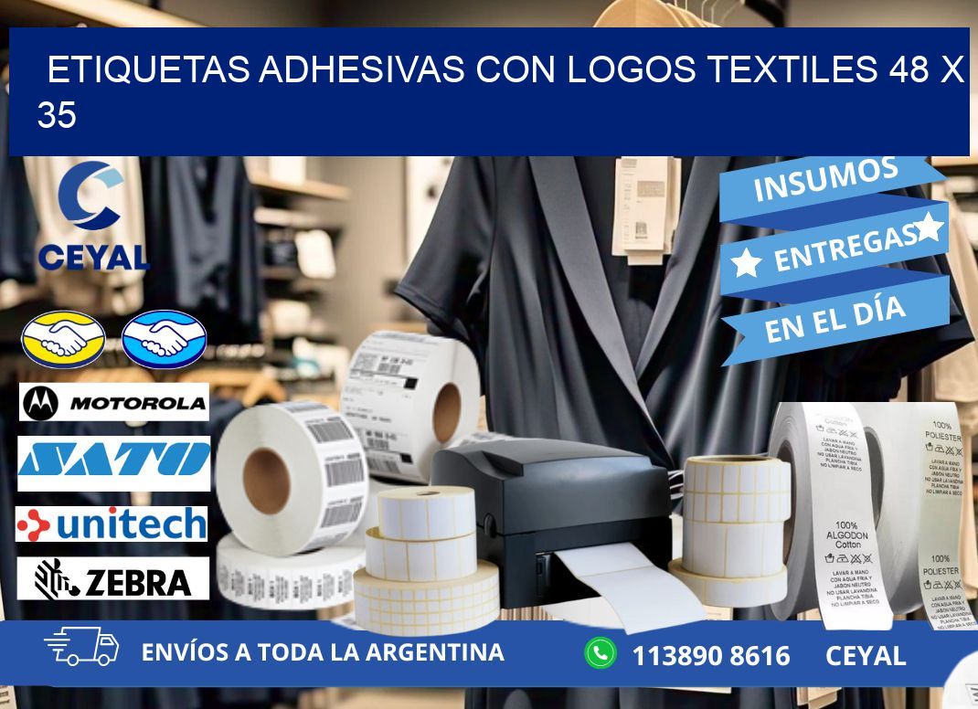 ETIQUETAS ADHESIVAS CON LOGOS TEXTILES 48 x 35
