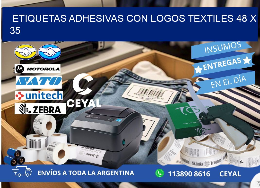 ETIQUETAS ADHESIVAS CON LOGOS TEXTILES 48 x 35