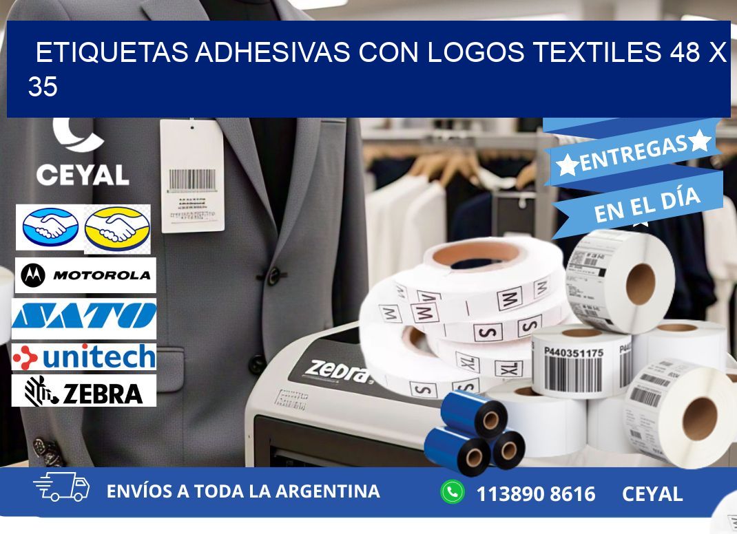 ETIQUETAS ADHESIVAS CON LOGOS TEXTILES 48 x 35