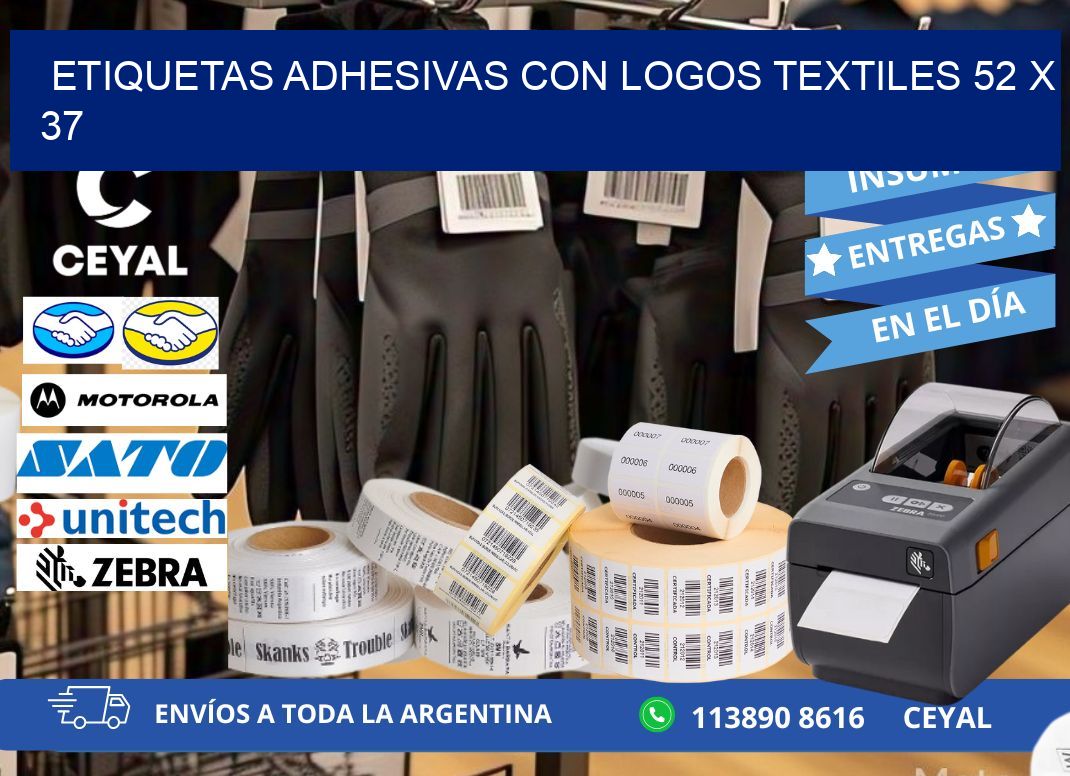 ETIQUETAS ADHESIVAS CON LOGOS TEXTILES 52 x 37