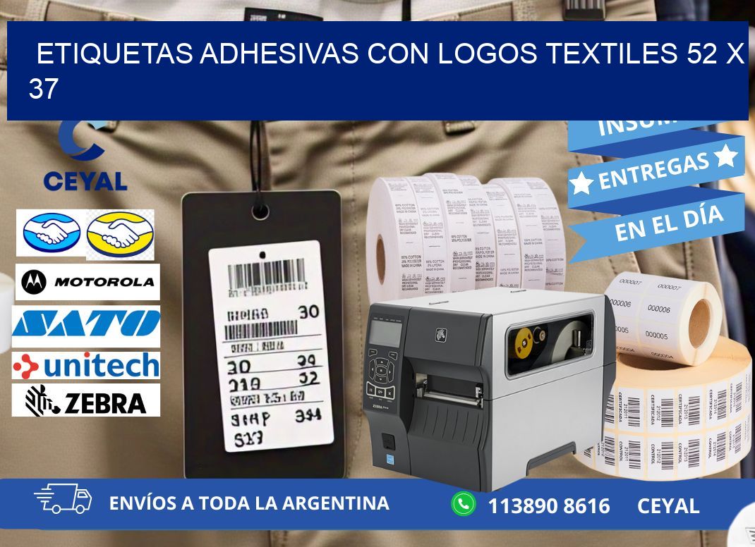 ETIQUETAS ADHESIVAS CON LOGOS TEXTILES 52 x 37