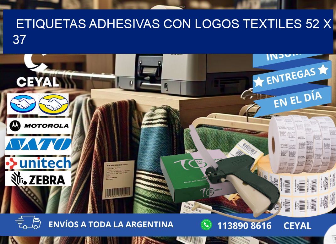 ETIQUETAS ADHESIVAS CON LOGOS TEXTILES 52 x 37