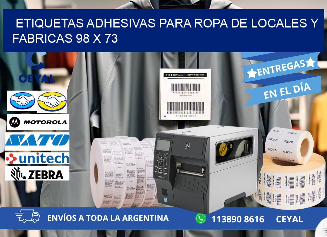 ETIQUETAS ADHESIVAS PARA ROPA DE LOCALES Y FABRICAS 98 x 73