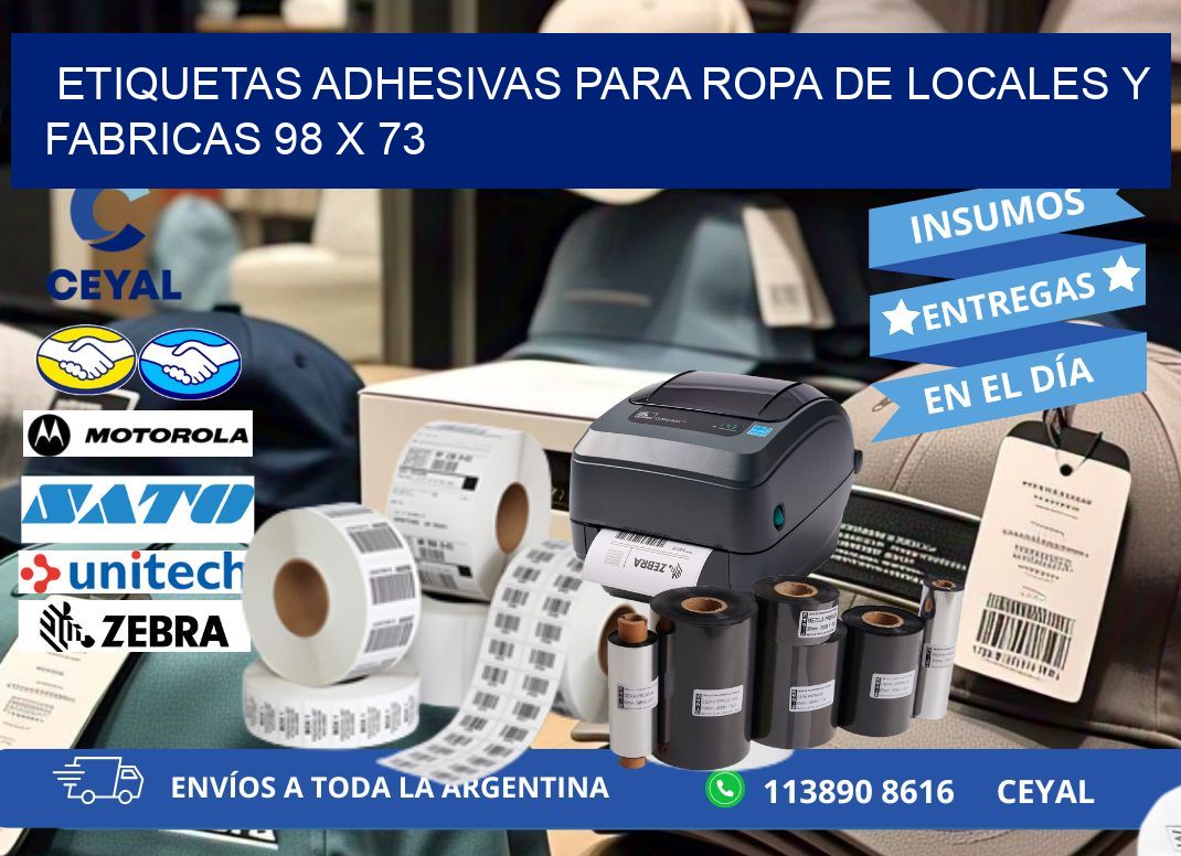 ETIQUETAS ADHESIVAS PARA ROPA DE LOCALES Y FABRICAS 98 x 73