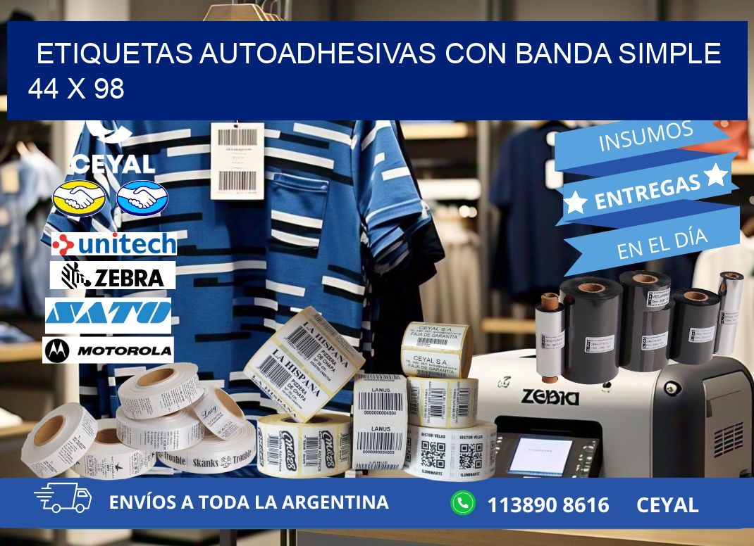 ETIQUETAS AUTOADHESIVAS CON BANDA SIMPLE 44 x 98