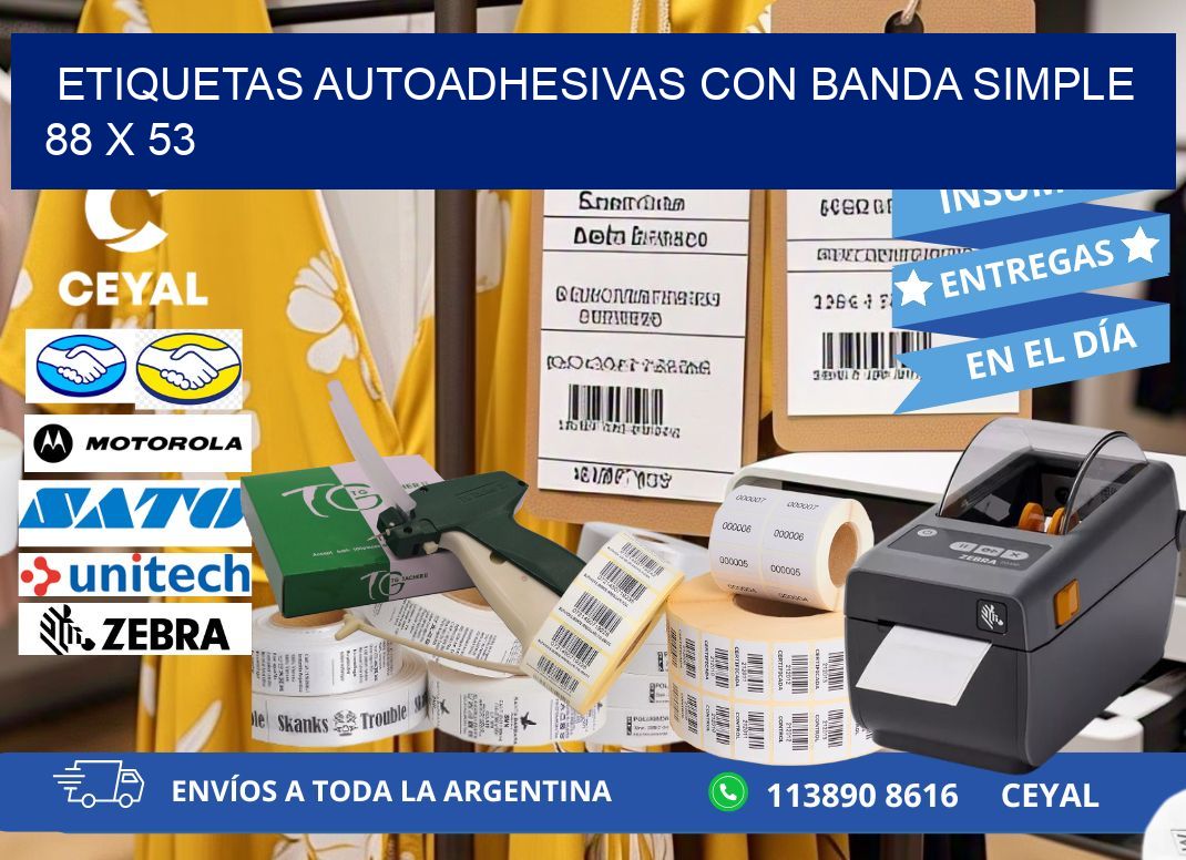 ETIQUETAS AUTOADHESIVAS CON BANDA SIMPLE 88 x 53