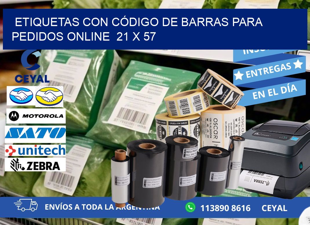 ETIQUETAS CON CÓDIGO DE BARRAS PARA PEDIDOS ONLINE  21 x 57