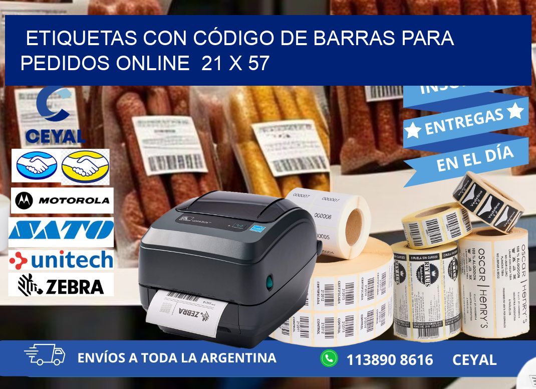 ETIQUETAS CON CÓDIGO DE BARRAS PARA PEDIDOS ONLINE  21 x 57