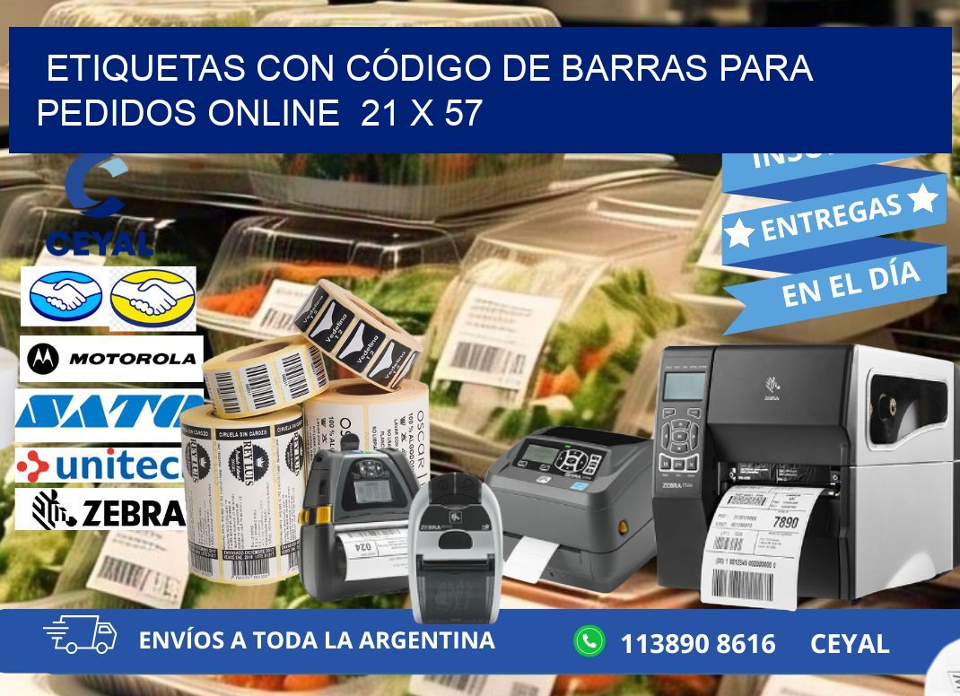 ETIQUETAS CON CÓDIGO DE BARRAS PARA PEDIDOS ONLINE  21 x 57