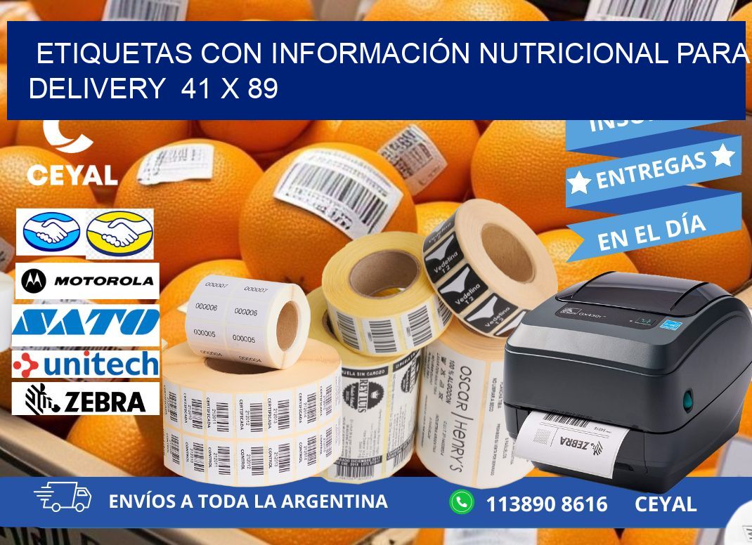 ETIQUETAS CON INFORMACIÓN NUTRICIONAL PARA DELIVERY  41 x 89