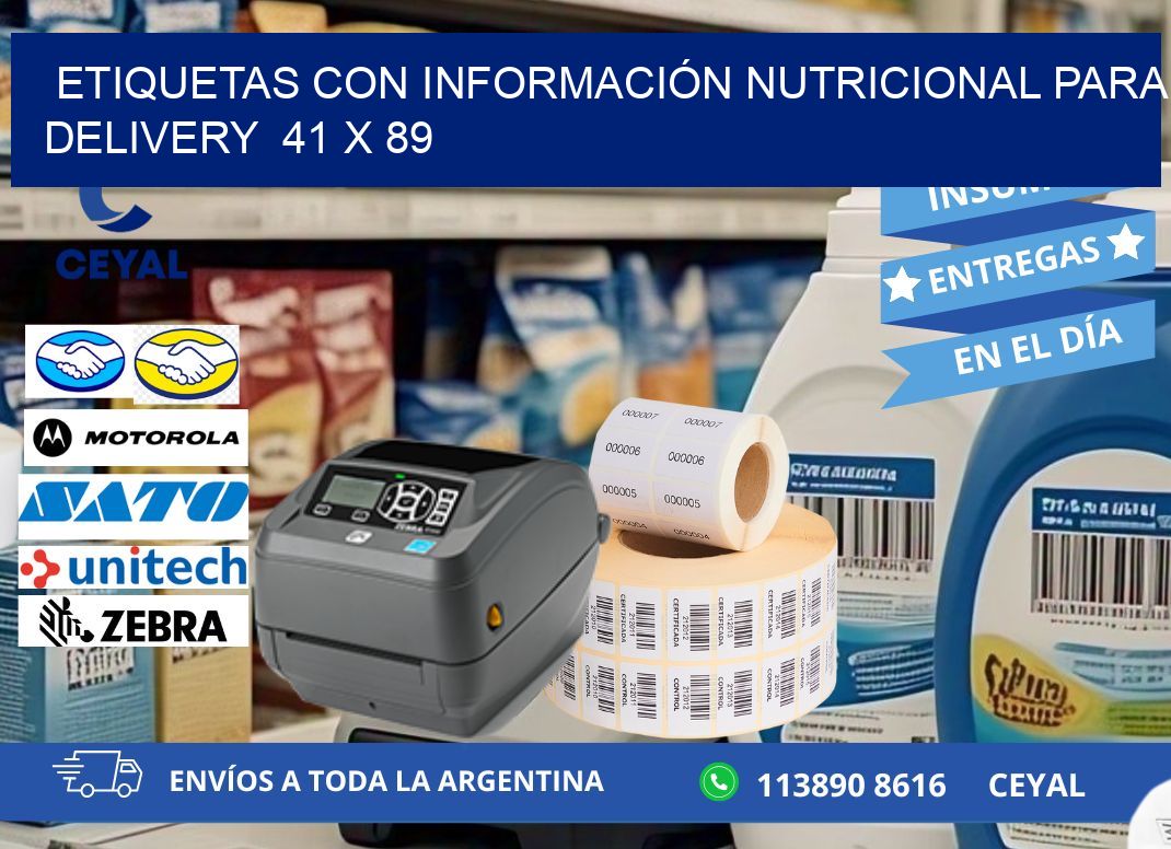 ETIQUETAS CON INFORMACIÓN NUTRICIONAL PARA DELIVERY  41 x 89