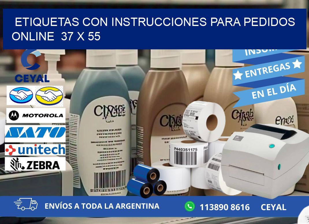 ETIQUETAS CON INSTRUCCIONES PARA PEDIDOS ONLINE 37 x 55