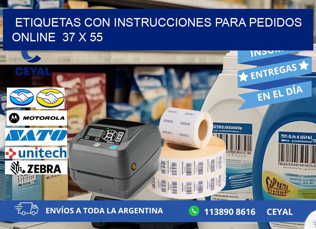 ETIQUETAS CON INSTRUCCIONES PARA PEDIDOS ONLINE 37 x 55