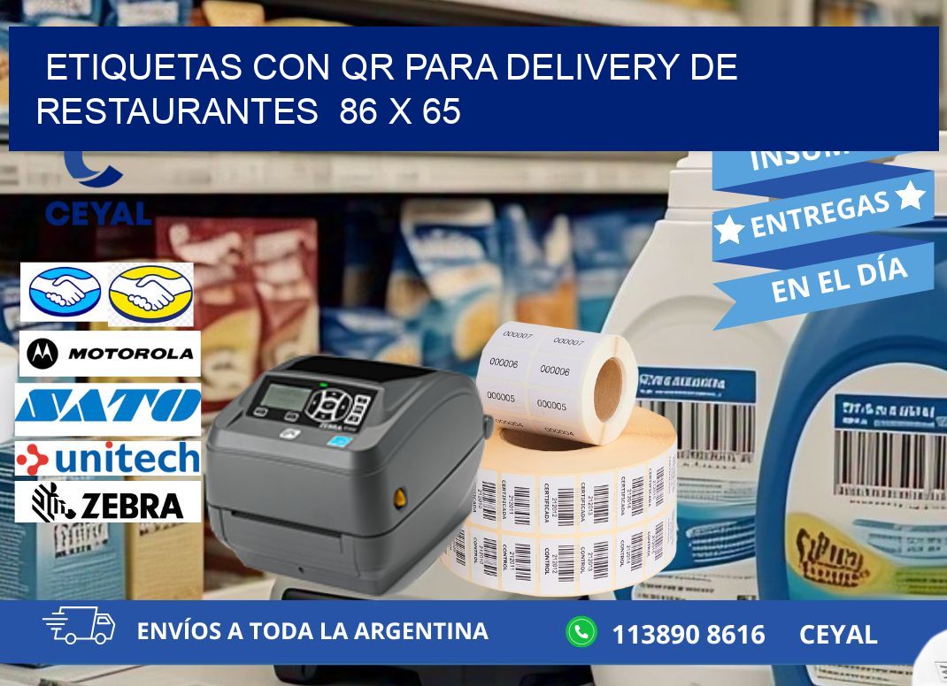 ETIQUETAS CON QR PARA DELIVERY DE RESTAURANTES 86 x 65