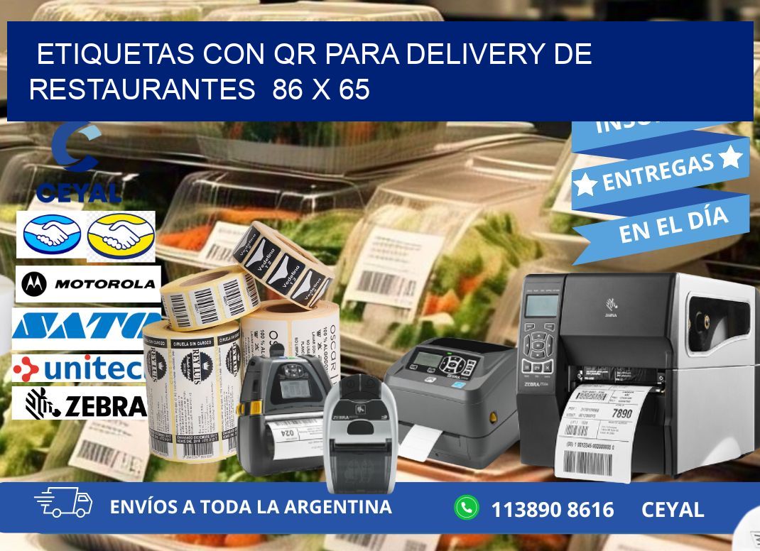 ETIQUETAS CON QR PARA DELIVERY DE RESTAURANTES 86 x 65
