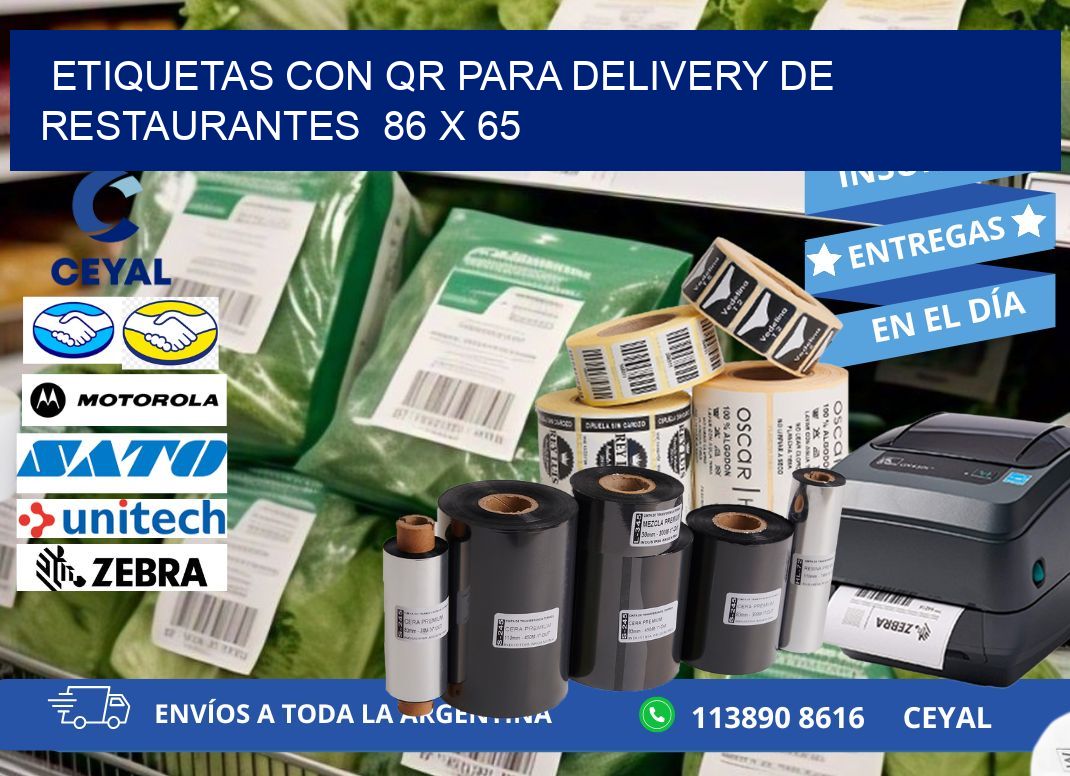 ETIQUETAS CON QR PARA DELIVERY DE RESTAURANTES  86 x 65