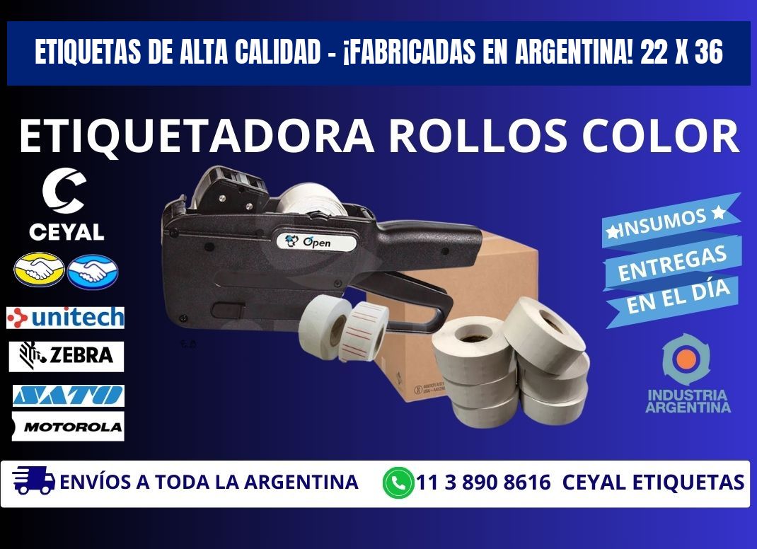 ETIQUETAS DE ALTA CALIDAD – ¡FABRICADAS EN ARGENTINA! 22 x 36