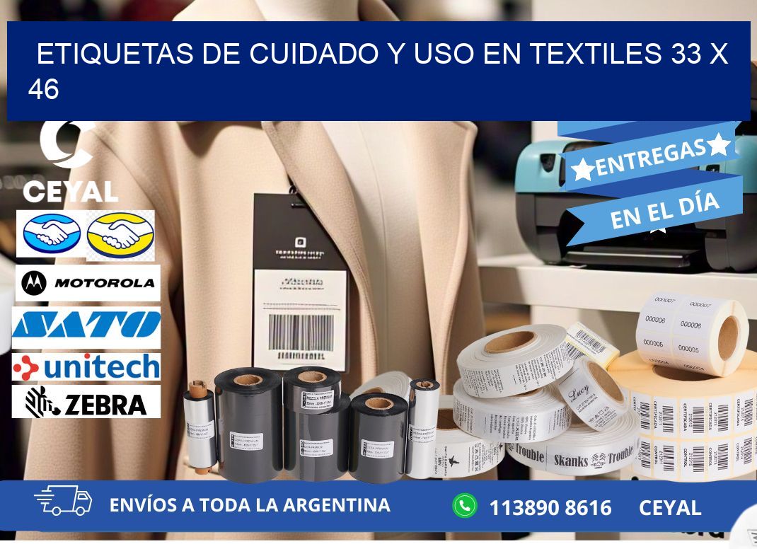 ETIQUETAS DE CUIDADO Y USO EN TEXTILES 33 x 46