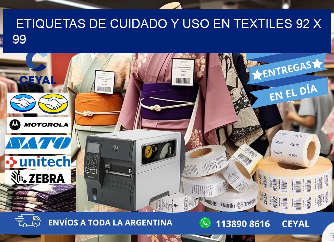 ETIQUETAS DE CUIDADO Y USO EN TEXTILES 92 x 99