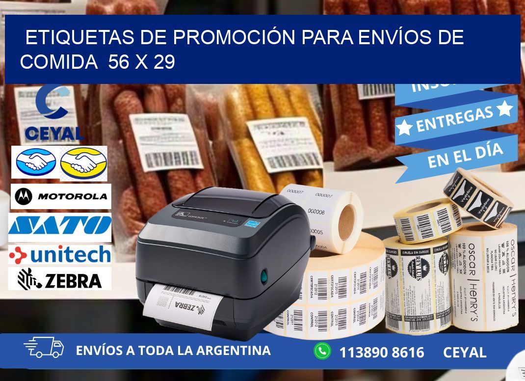 ETIQUETAS DE PROMOCIÓN PARA ENVÍOS DE COMIDA  56 x 29