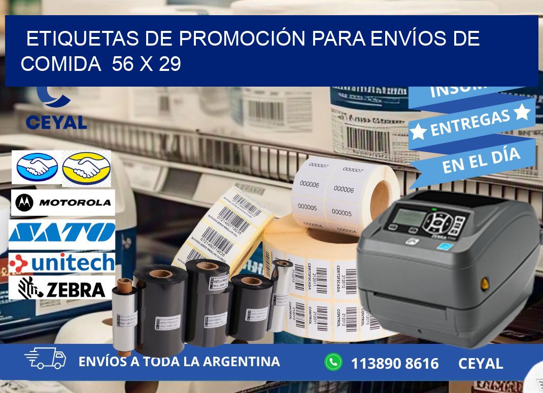 ETIQUETAS DE PROMOCIÓN PARA ENVÍOS DE COMIDA  56 x 29